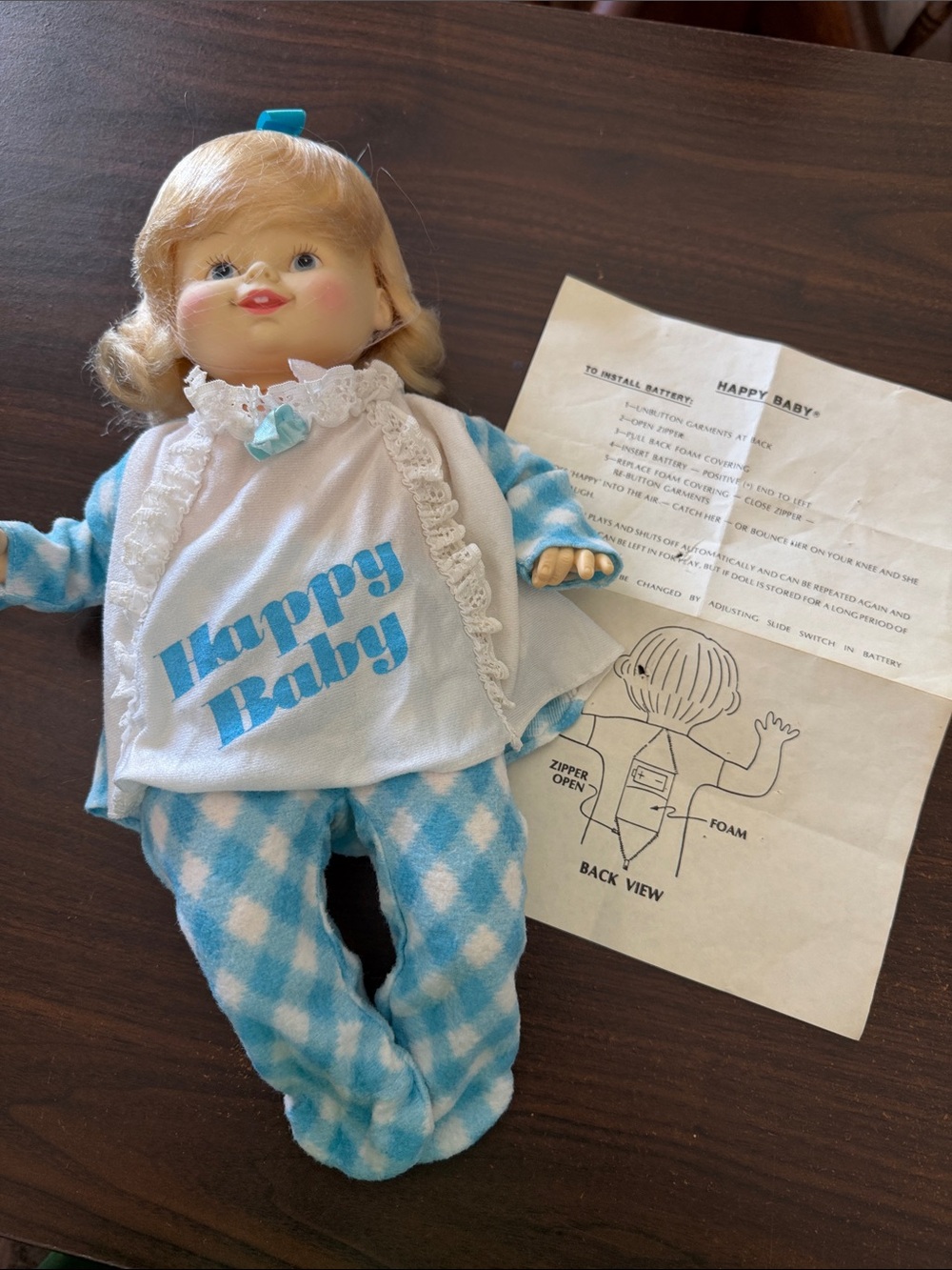 Vintage 1976 Horsman Happy Baby Make Me Laugh Doll Original Outfit 70s creepy